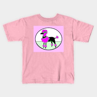 Pink Hair Poodle Dog Kids Kids T-Shirt